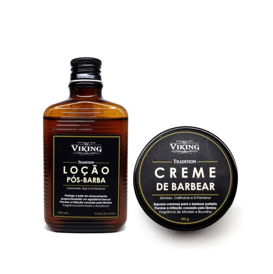 Kit Com 01 Creme De Barbear + 1 Loção Pós Barba Viking